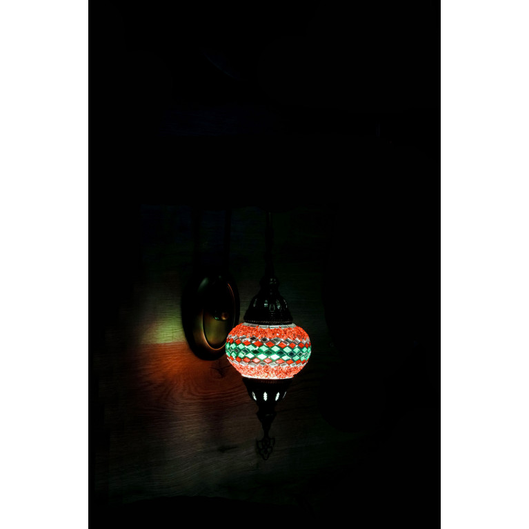 Wall lamp, red/green/orange mosaic